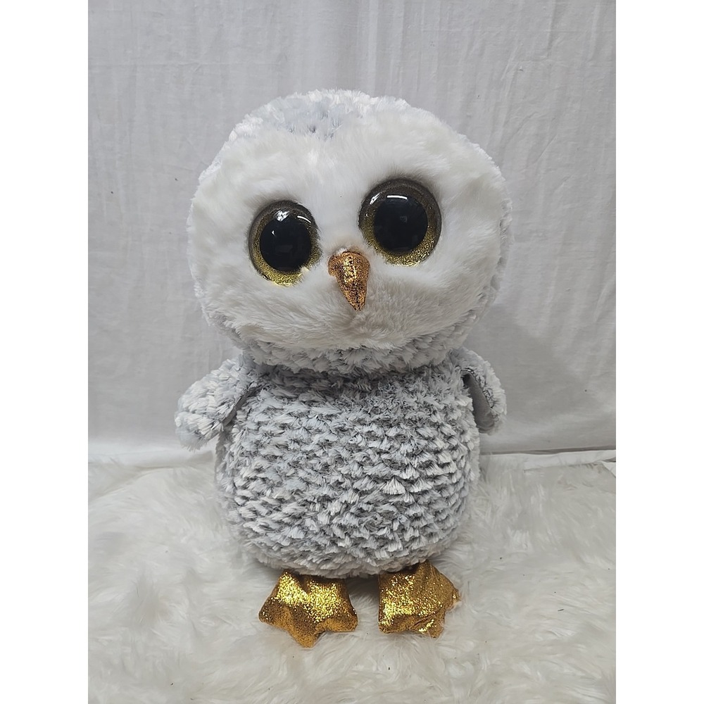 Ty Beanie Boos Owlette The Owl Large 17" Stuffed Animal Big‎ Eyes Soft Gray 2022
